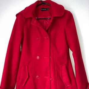 Red Riding Hooded Double-breasted Coat